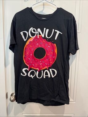 Gildan Black Kids Donut Squad Tee with Pink & Orange Donut Graphic